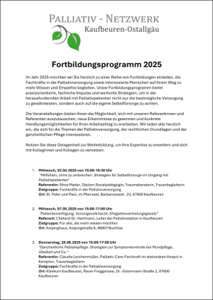 2025 Palliativ Netzwerk Titel Fortbildungsprogramm